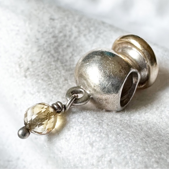 PANDORA Rare Retired Buttercup Dangle Charm w/ 14k Gold and Champagne CZ Details - Picture 10 of 10